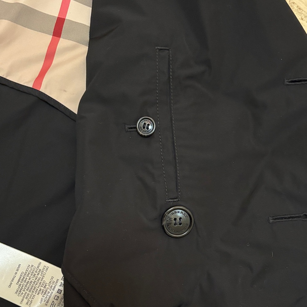 BURBERRY BRIT Men's Black Double-Breasted Trench Coat Size M - Picture 6 of 16